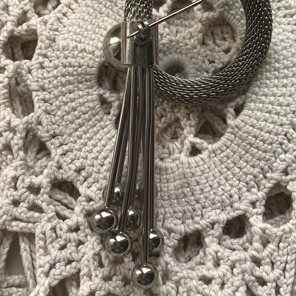 VTG KRAMER of New York Mid Century Modernist Silver Mesh Brooch Woman’s Jewelry - Picture 6 of 6